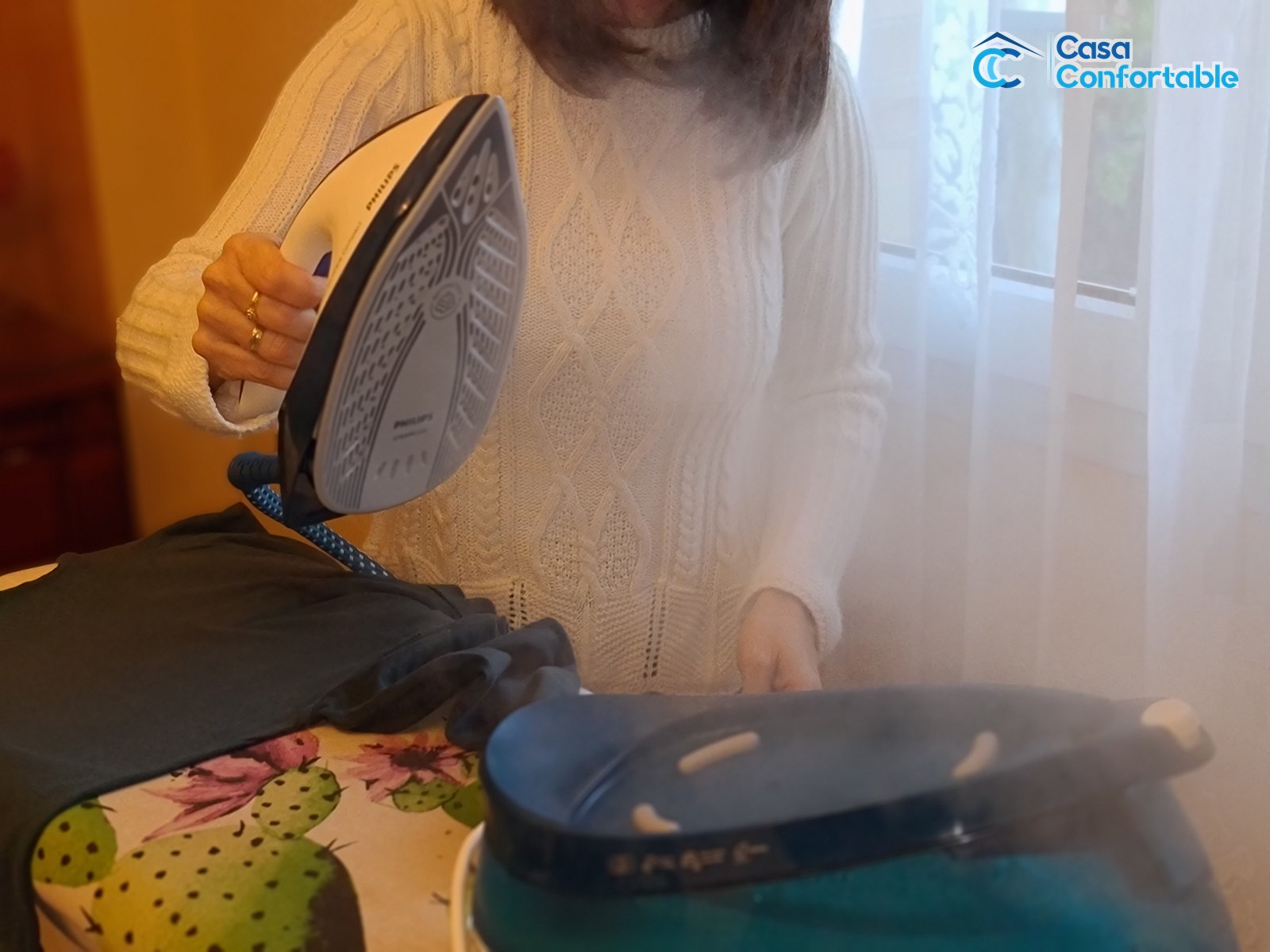 Salida de vapor en un centro de planchado