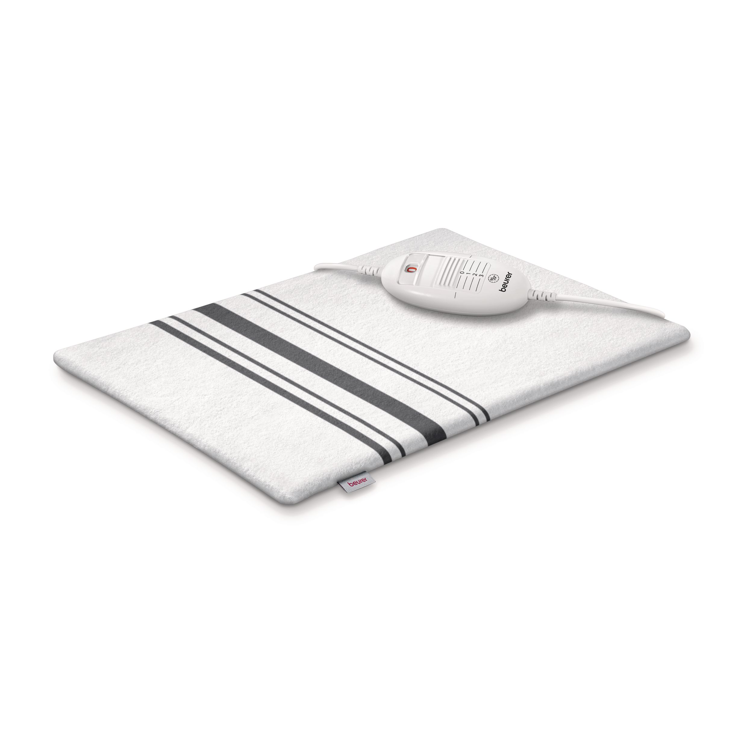 Almohadilla térmica Beurer HK 25 blanca con franjas grises y mando