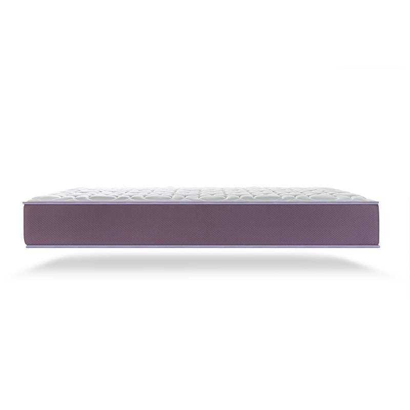 Vista lateral del colchón Todocama Airsoft Aloe Vera con banda morada