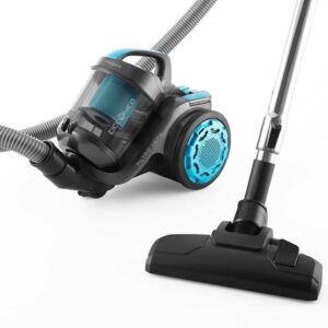 Aspiradora ciclónica Orbegozo AP 8030 negra y azul con tubo telescópico y cepillo de suelo