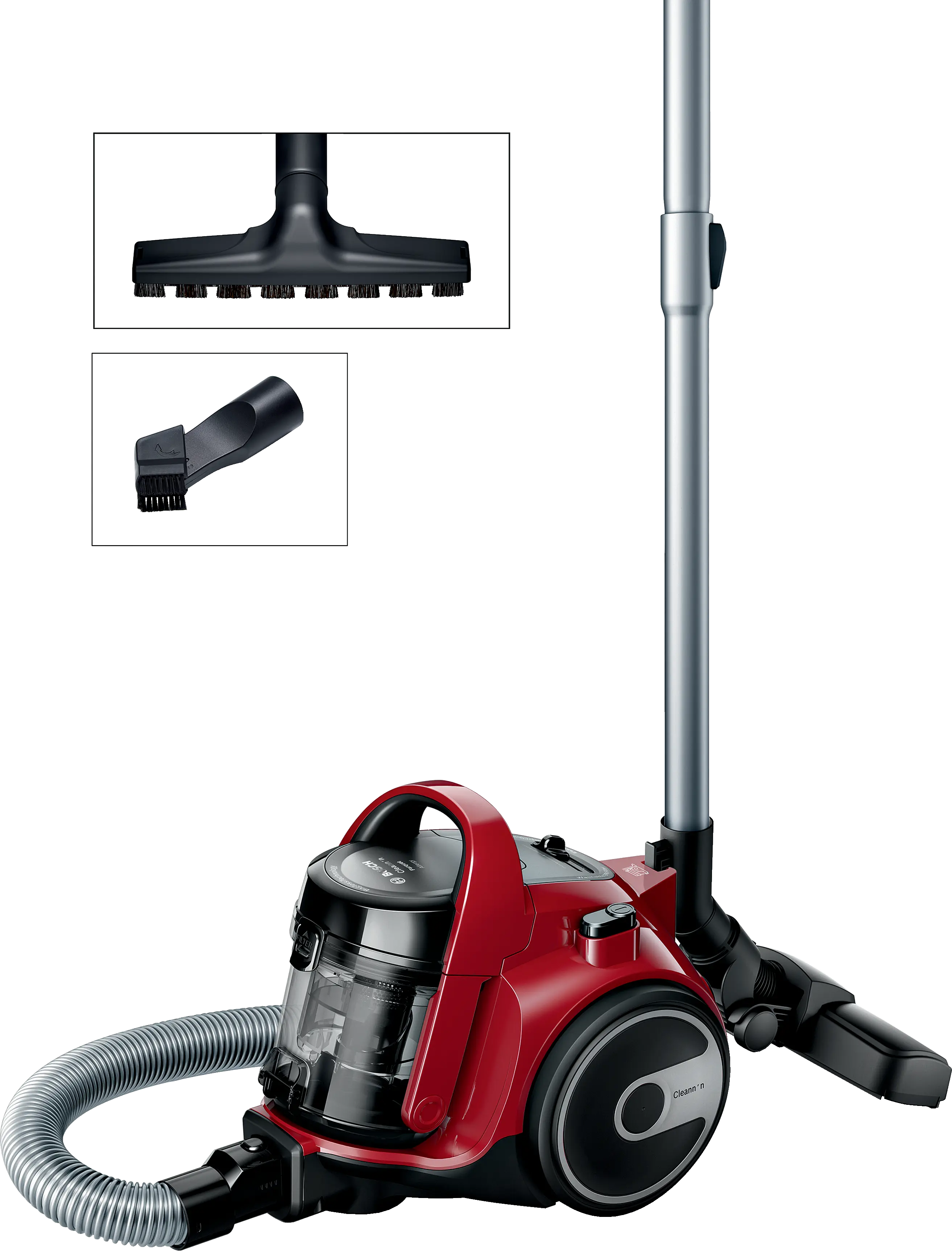 Aspiradora sin bolsa Bosch Serie 2 BGC05AAA2 roja con tubo, cepillo y boquilla para rincones