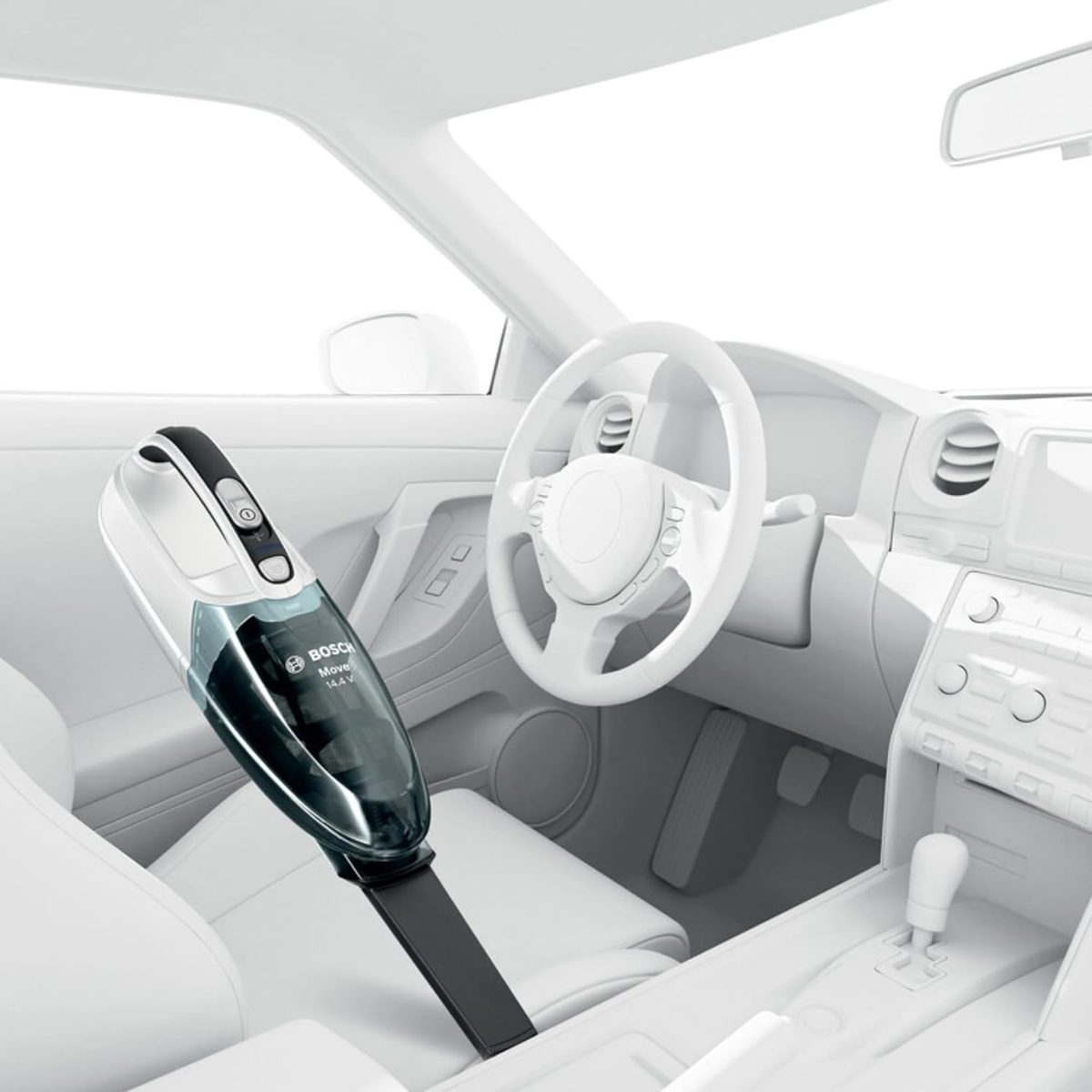 El Bosch Move Lithium aspirando el interior de un coche